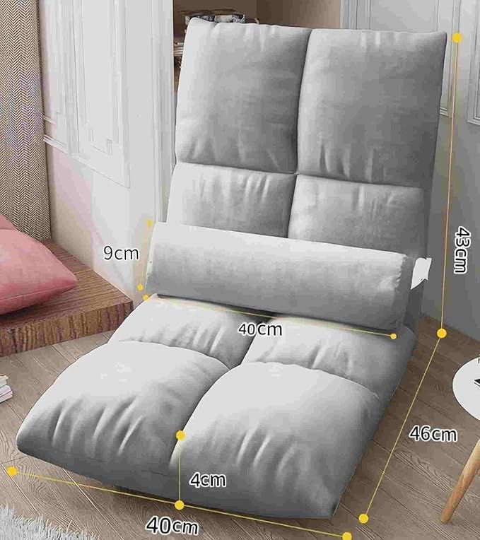 ELEFOCUS Ergonomic 5-Position Floor Sofa Chair - Folding Lazy Lounger with Cushioned Recliner Easy Storage(Green)