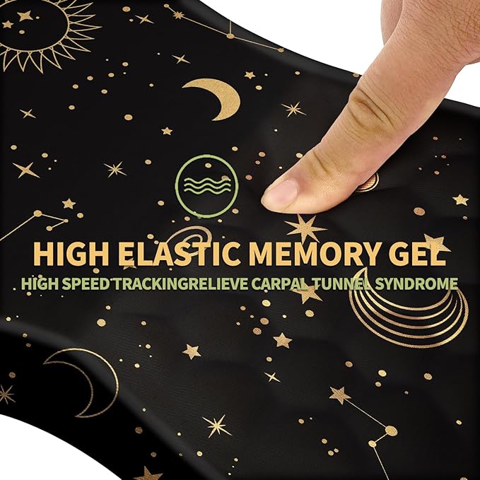 Ergonomic Wrist Rest Support Mouse Pad Massage Design Relief Carpal Tunnel Pain Entire Memory Foam Non-Slip Computer Mouse Pads for Wireless Starry Sky