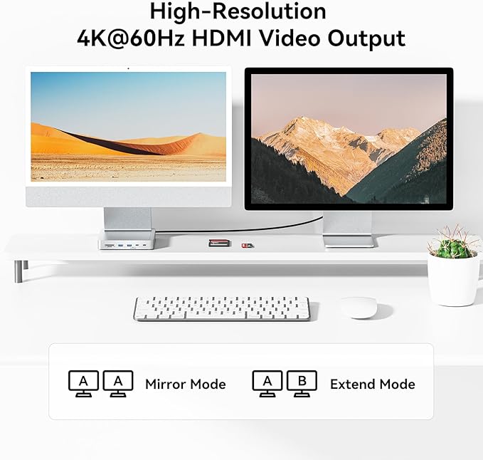 AGEEN 14-Port Upgraded 10Gbps USB Hub for iMac 24 inch 2021/2023/2024 M1/M3/M4 iMac Accessories with 5 USB-A 3.2 2 USB-C 3.2 4K@60Hz HDMI Gigabit Ethernet SD/TF SSD Enclosure(SSD Not Included)