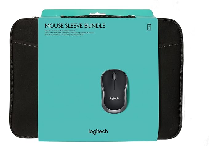 Logitech Bundle Wireless Mouse M185 – Black &amp 16” Sleeve (Black)
