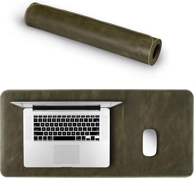 Londo Top Grain Leather Extended Mouse Pad – Large Desk Mat for Office &amp Gaming Smooth Writing Surface Non-Slip Base Durable &amp Stylish Workspace Accessory