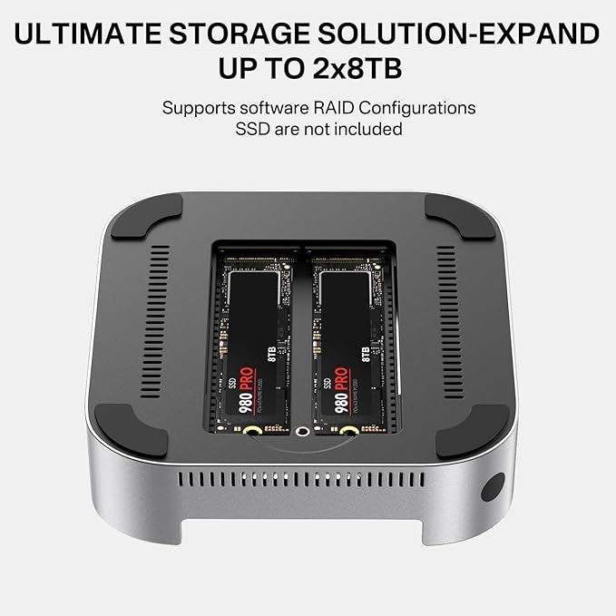 ACASIS 10Gbps Mac mini M4 Dock &amp Stand with Dual-Bay NVMe SSD Enclosure Bundle with 10Gbps M.2 NVMe &amp SATA SSD Enclosure