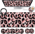 Extended Gaming Mouse Pad 31.5x11.8 Big Desk Mat Ergonomic Memory Foam Keyboard Wrist Rest Support for Home Laptop Office Desk Pad with Non-Slip BaseAbstract Pink Leopard Print Large Mouse Pad