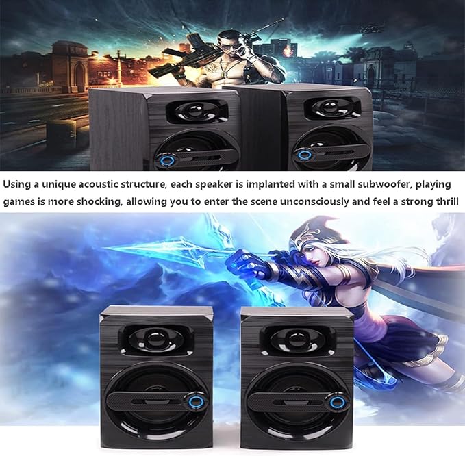 Mini Desktop Speaker for PC PC Speakers 2.0 Channel PC Computer Stereo Speaker Multimedia Speaker for Computer Laptop MonitorTabletsMusic Player A
