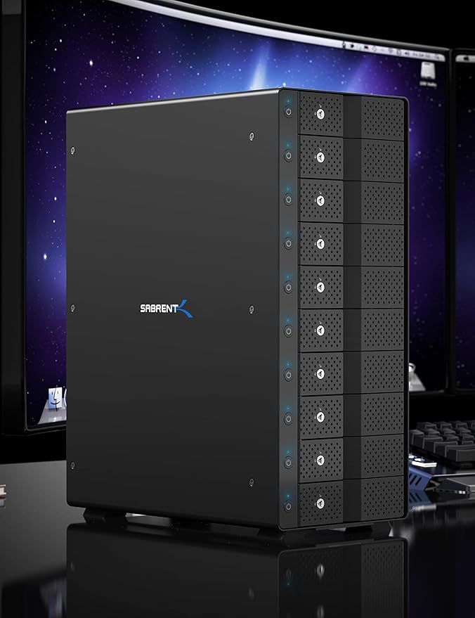 SABRENT 10-Bay USB 3.2 Gen 2 SATA Docking Station for 3.5” HDD/SSD 10 Gbps USB-C DAS Tray-Less Hot-Swap Aluminum Enclosure Dual Cooling Fans Individual Power Switches No RAID (DS-UCTB)