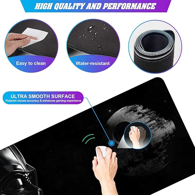 Large Mouse Pad XXLMousepad with Stitched Edges &amp Non-Slip Rubber Base-High Speed Surface-Laptop Desk Pads-Computer Keyboard and Mice Combo Pad Mat 15.7X31.5 inch