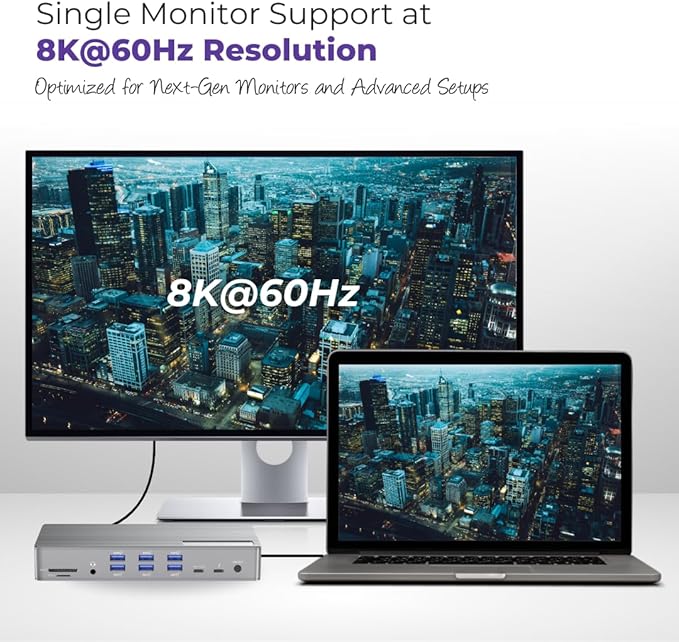 Thunderbolt 4 Dock with DisplayLink 21-in-1 USB-C/A Docking Station for MacBook Windows &amp ChromeOS – 150W Charging 40Gbps 8K/4K Display Dual/Triple/Quad/5 Monitor Support