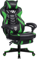 Vonesse Gaming Chair Big and Tall Gaming Chair with Footrest and Massage Gaming Chairs for Adults with Lumbar Support Ergonomic High Back Computer Chair with Pocket Spring Cushion (Green/Black)
