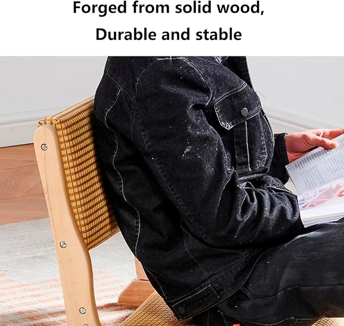 BTZHY Floor Chair Floor Chair Tatami Meditation Yoga Chair Foldable Indoor Outdoor Chair with Backrest Rubber Wood Legless Back Chair(P)