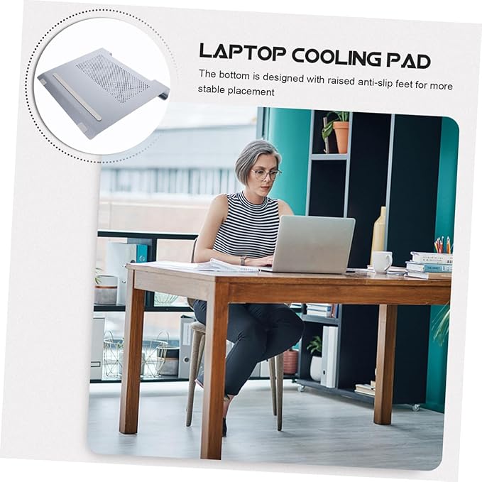 NOLITOY Aluminum Alloy Laptop Cooling Pad Stand with Fan for Notebooks to 17.3 Inch Quiet Laptop Cooler Base Rack for Home and Office Use Gray