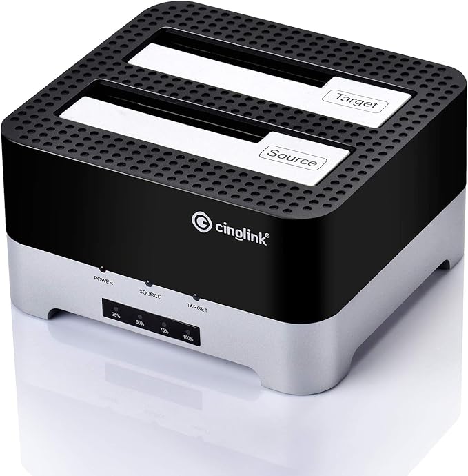 Clone Dock HDD duplicator Disk Drive Hard Reader SATA Hard Drive Docking Station USB 3.0 SSD HDD Docking Station Dual Bay for 2.5 or 3.5inch HDD with Hard Drive Duplicator/Cloner 12 TB (Docking)
