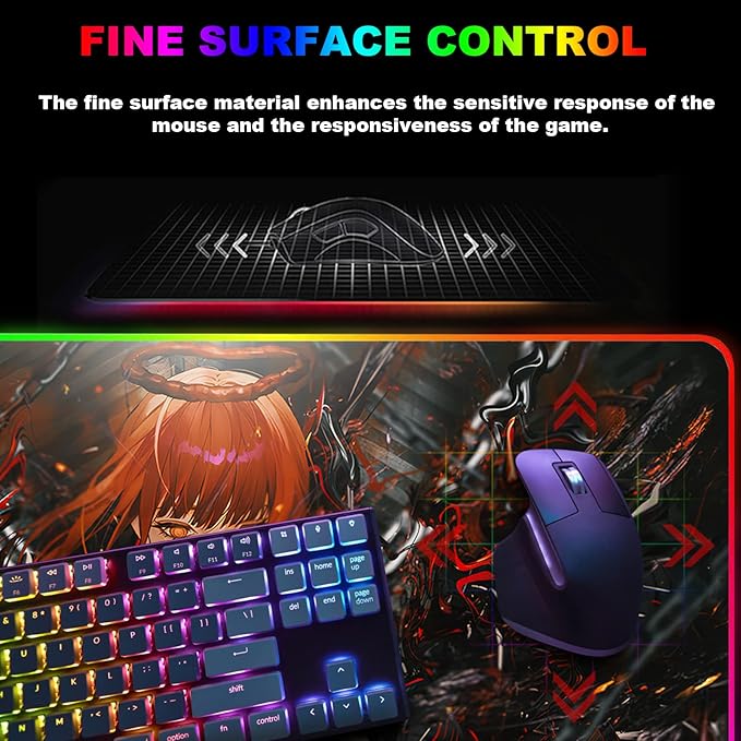 RGB Anime Mouse Pad Water Resist Keyboard PadMouse Pads with Non-Slip Rubber BaseOffice Computer Key Board Mousepad Computer Keyboard Mousepads Mat 800 x 300mm / 31.5×11.8 inches (1)