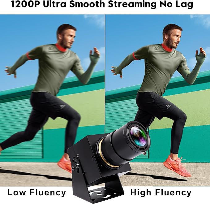90fps Global Shutter High Speed USB Camera 2.8-12mm 4X Manual Zoom Varifocal Lens 1200P Golf Swing Camera Plug &amp Play for Laptop Raspberry Pi Mac OS &amp Jetson Nano
