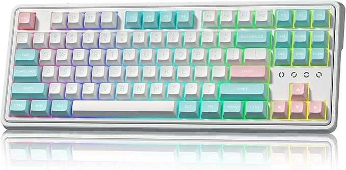 75% Keyboard Wireless Gaming Keyboard 3-Modes Creamy Mechanical Keyboard Hot-Swap with Pre-lubed Linear Switch for PC/Tablet/PS/Xbox (White)