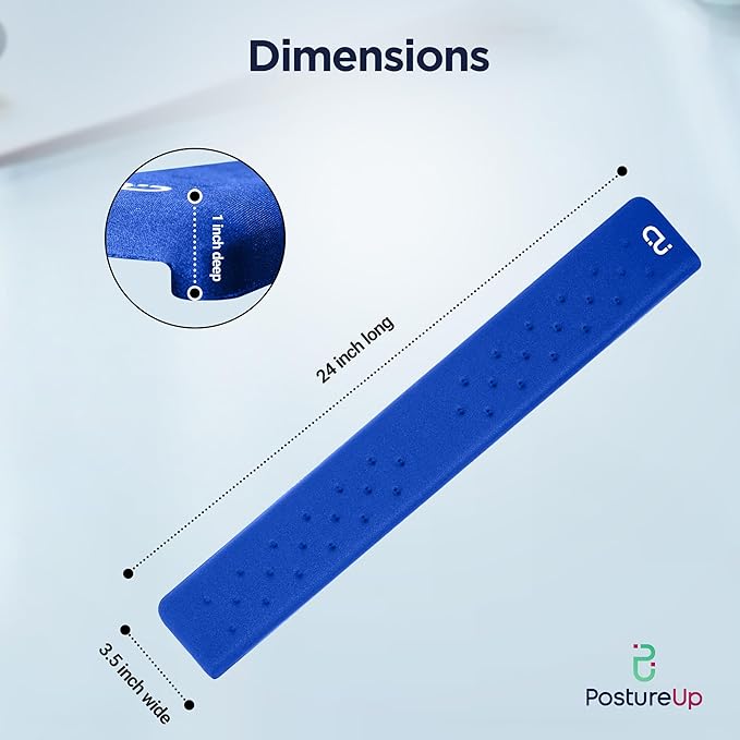 EdgeRest PostureUp L-Shaped Desk Long Wrist Rest Elbow Forearm &amp Wrist Comfort Support for Table or Desk Edge Non-Slip Memory Foam Padding Ergonomic Design for Work Universal Fit Blue