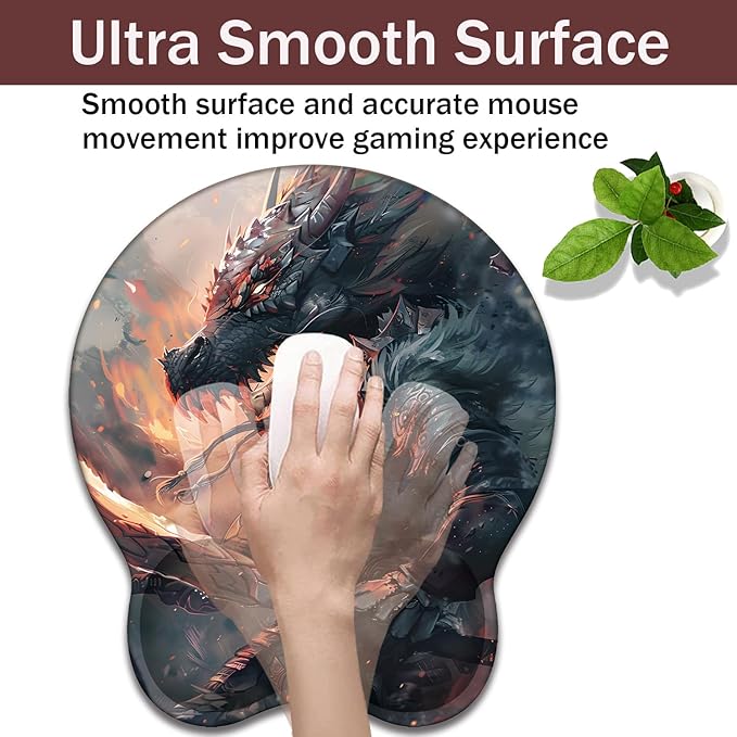 Keyboard Wrist Rest and Mouse Pad Wrist Support with Lace-Shaped Coaster Set Ergonomic Gel Memory Foam and Anti-Slip Base Easy Typing and Pain Relief - Draco Warrior