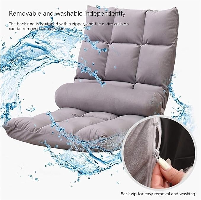 ELEFOCUS Folding Sofa Chair Folding Floor Chair 5 Levels Adjustable Detachable and Washable Lazy Chair for Bay Window Living Room(YellowLarge)