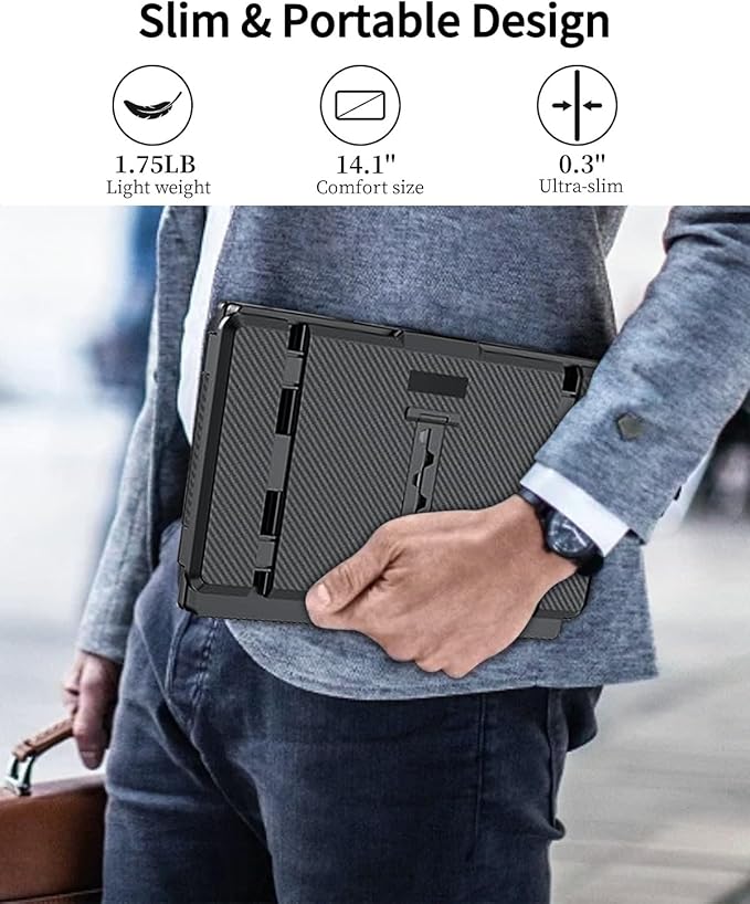 14.1'' Laptop Screen Extender 1080P FHD IPS Portable Dual Monitor for Laptop USB C HDMI Plug-Play Monitor Extender for Triple Display for MacOS/Windows Fits 13-17.3 Laptops