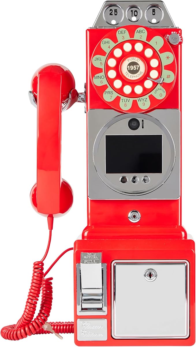 Video Guest Book Wedding Phone (Art Deco Wall-Mounted red)