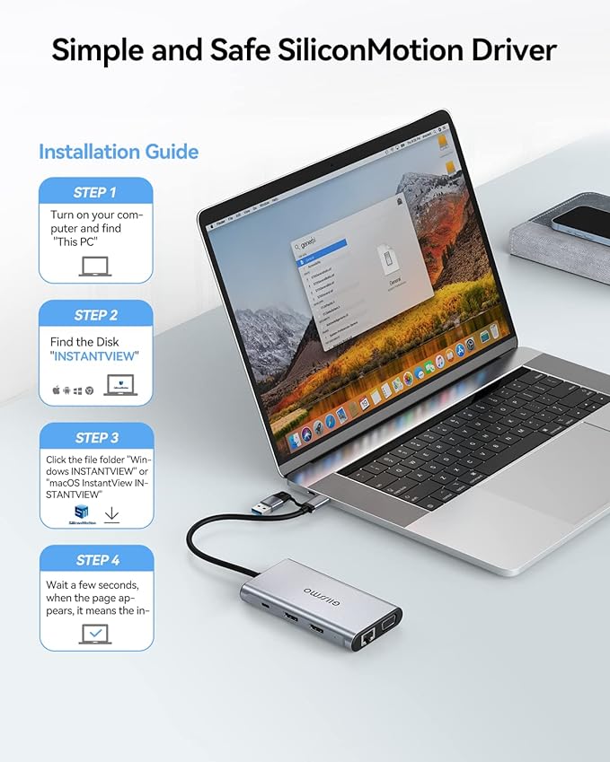 USB Docking Station Dual Monitor GIISSMO 9-in-1 USB A 3.0 / USB C Docking Station Triple Monitor with 2 HDMIVGA 10Gbps USB 3.1 Gigabit Ethernet Triple Display for Mac &amp MacBook &amp Windows
