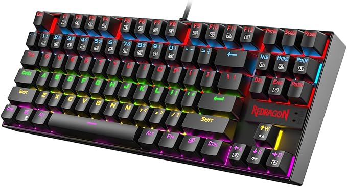 Redragon K552 Mechanical Gaming Keyboard 87-Key Compact LED Gaming Keyboard with Red Switches Anti-Ghosting Metal Frame for PC Gaming &amp Typing Beginner-Friendly (Black)