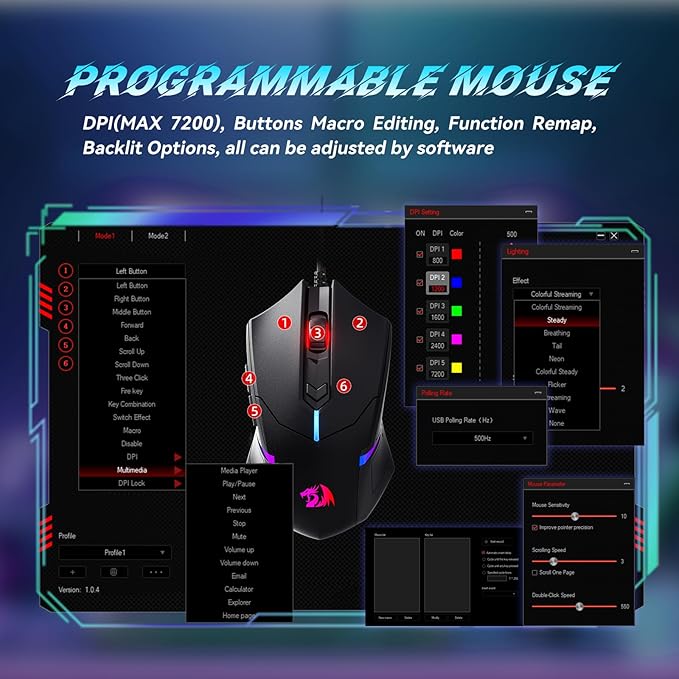 Redragon S101-3 PRO Gaming Keyboard and Mouse RGB Backlit Programmable Keyboard Mouse with Software Independent Macro Record Keys Value Combo Set New Update Version