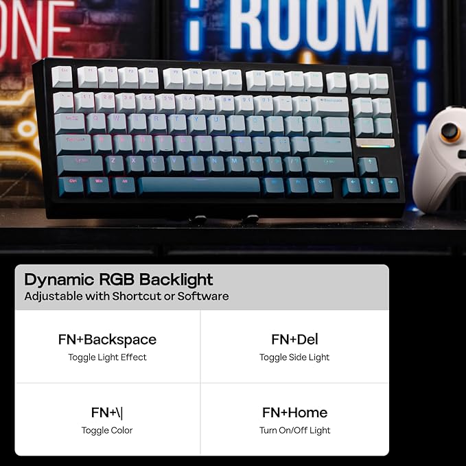 EPOMAKER G84 HE Wireless Hall Effect Keyboard 8K Polling &amp 8000mAh SOCD &amp DKS Gaming Keyboard with Fast Trigger &amp Adjustable Actuation RGB Backlit PBT Keycap Hot-Swap for Win/Mac (B