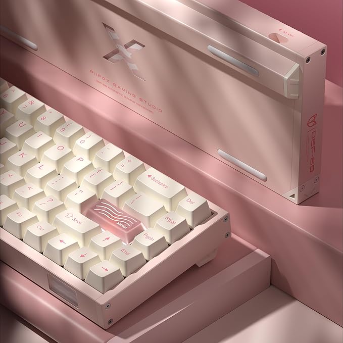 Defender 68 PC Gaming Keyboard Wired 0.01mm Precision Magnetic Switch Hot Swappable PBT Keycaps RGB 128K Polling Rate IP57 Full Aluminum CNC Housing Compatible with PC/Mac(Pink)