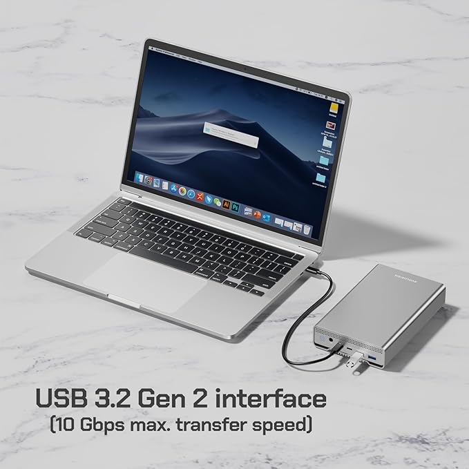 Avolusion PRO-G1 10TB USB 3.2 Gen 2 (10Gbps) USB-C External Hard Drive w/USB HUB for Windows/MacOS (Grey)
