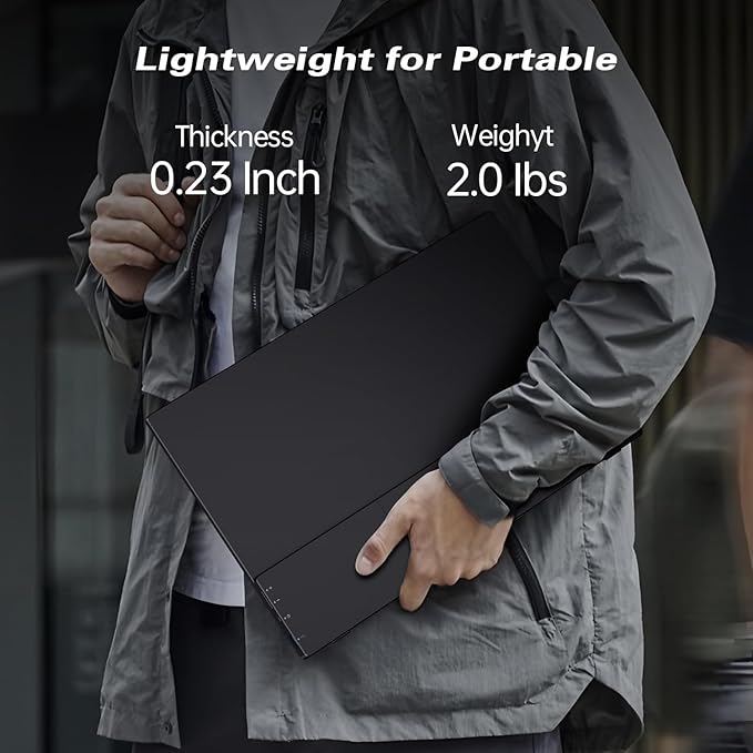 Portable Monitor 2K 120Hz 17.3'' QHD 2560x1440P 100% DCI-P3 Ultra Slim Travel Gaming Monitor with Kickstand USB-C HDMI HDR External Screen for Laptop PC Mac Xbox Switch PS5/4