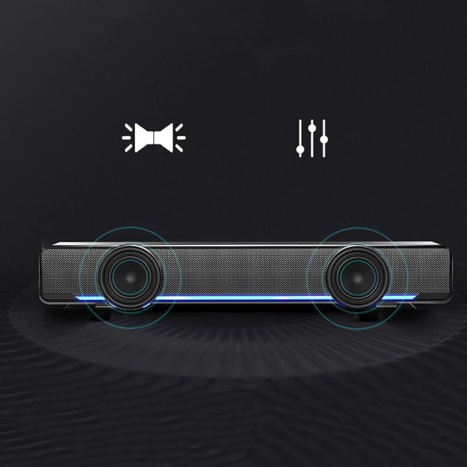 USB Wired Soundbar Mini Wired Stereo Soundbar Computer Speakers Desktop Soundbar Music Player Bass Surround Sound Box 3.5mm Input for PC Cellphones (Black)