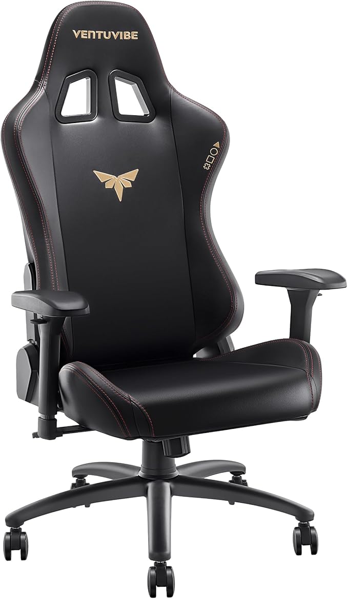 Gaming Chair 4D Adjustable Armrests - 170° Reclining &amp 320lb Capacity High Back Ergonomic Computer Chair with Lumbar Support Office Game Chair for Adults PU Black