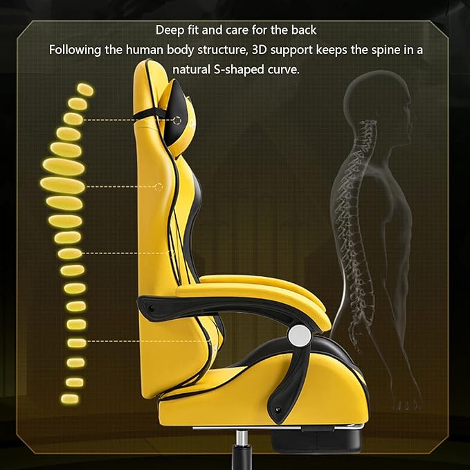 Ergonomic Gaming Chair Comfortable Gaming Chair with Footrest Computer Chair Leather Desk Chair Adjustable Swivel Gaming Office Chair Pink