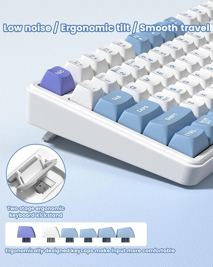 Womier DK75 75% Wireless Gaming Keyboard RGB Backlit Creamy Keyboard with Multifunction Knob &amp Screen Tri-Mode 2.4GHz/USB-C/BT5.0 Anti-Ghosting No-Conflict Silent Membrane Keyboard for MAC Wind