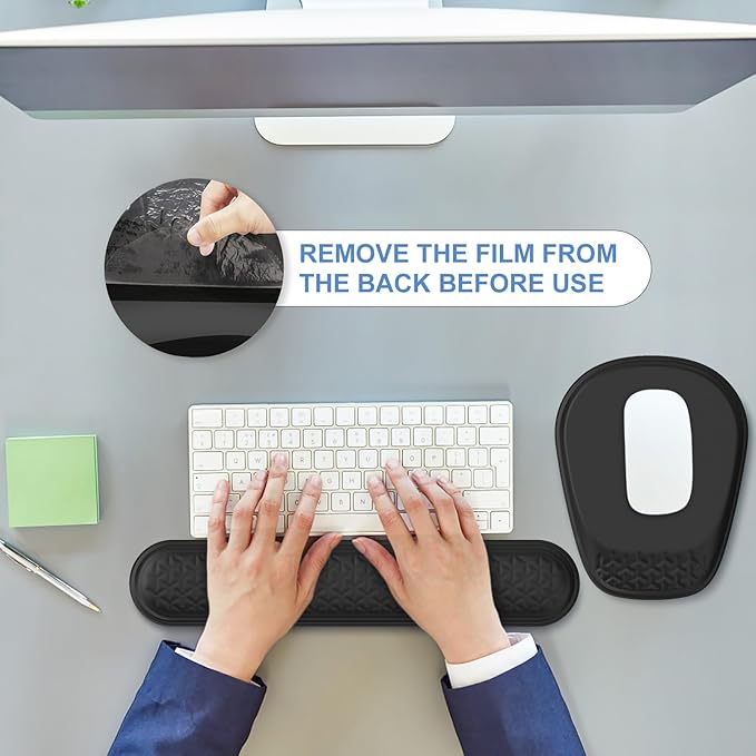 Mouse Pad with Wrist Rest Comfortable Keyboard Wrist Rest Memory Foam Wrist Rest for Computer Keyboard Ergonomic Mouse Pad Set for Easy Typing &amp Pain Relief for Office Black