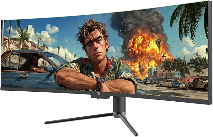 GAMEPOWER DQ49 inch Curved Ultrawide Gaming Monitor 1Ms 120Hz Refresh Rate 32:9 DQHD 5K 5120x1440p R1800 99% sRGB HDR400 DisplayPort HDMI FreeSync Gsync Height - Tilt Adjustable