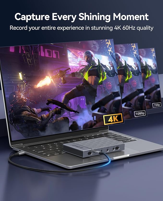 ORICO IS6 4K Portable HDMI Capture Card with Dual 4K@60Hz Inputs – Compatible with PS5 Xbox Switch OBS &amp More for Live Streaming &amp Recording Works on PC Mac Laptop iPad