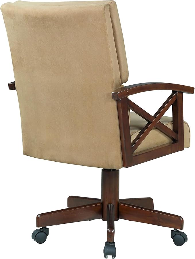Tan and Upholstered Game Chair with Casters