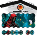 Large Gaming Mouse Pad Keyboard Wrist Rest Pad &amp Wrist Support Mousepad Set Stitched Edge Extended Non-Slip Base Memory Foam Desk Mat for Office HomeFunny Skull