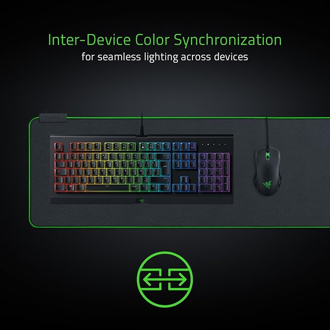 Razer Goliathus Extended Chroma Gaming Mousepad: Customizable Chroma RGB Lighting - Soft Cloth Material - Balanced Control &amp Speed - Non-Slip Rubber Base - Classic Black
