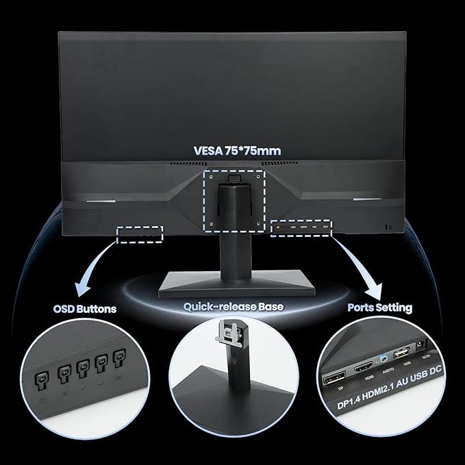 24.5 Inch 180Hz 1ms Gaming Monitor FHD 1080P FreeSync 1 x HDMI 2.1 1 x Display Port 1.4 1 x USB IPS Tilt Adjustable PC Xbox PS5 Compatible VESA 75Ultra-Thin (HDMI Cable Included)