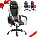 ECOTOUGE Gaming Chair for Boys Ergonomic Computer Gamer Chair with Massage Lumbar Support &amp Rocking High Back 360° Swivel Video Game Chair for Gaming or Office Height Adjustable (White)