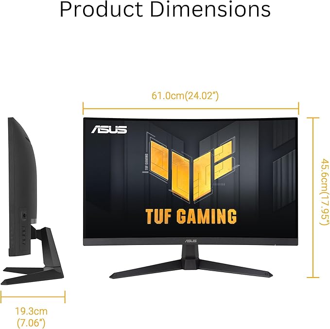 ASUS TUF Gaming 27” 1080P Curved Monitor (VG27VQM1B) – Full HD 1500R 280Hz 1ms Extreme Low Motion Blur FreeSync Premium Shadow Boost Eye Care 90% DCI-P3 (Renewed)