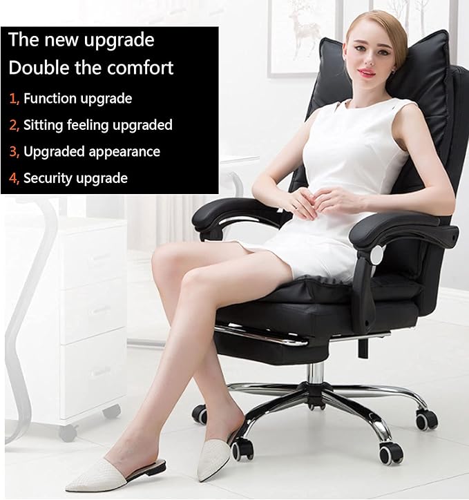 Office Chair Desk Chair Computer Chair Gaming Chair Black Ergonomic Office Chair High Back Executive Chair Computer Desk Chair Office Chair with Foot Rest Big Tall Adjustable Height Rolling Swivel Ch