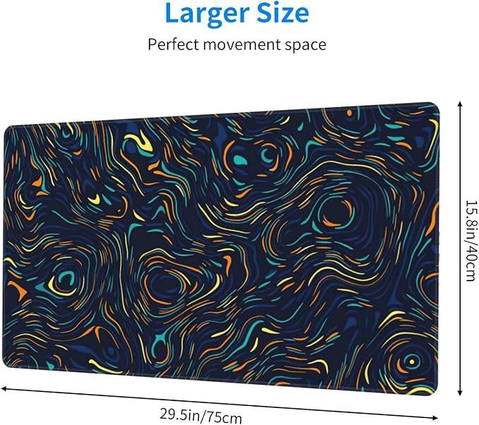 Abstract Starry Sky Swirl Desk Cover MatExtended Large Mouse PadComputer Laptop Mat Desk Decor for Office Game Home 30x16 Inch