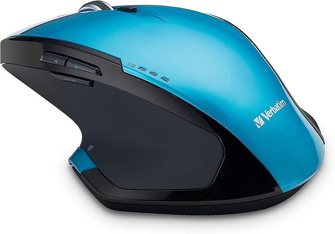 Verbatim 2.4G Wireless 8-Button LED Ergonomic Deluxe Mouse - Computer Mouse with Nano Receiver for Mac and PC - Blue