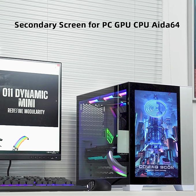 14 Inch LCD Screen for Lian Li O11 Mini PC Case FHD 1920x1080 Laptop Screen Replacement PC Secondary Display HDMI 72% NTSC(White)