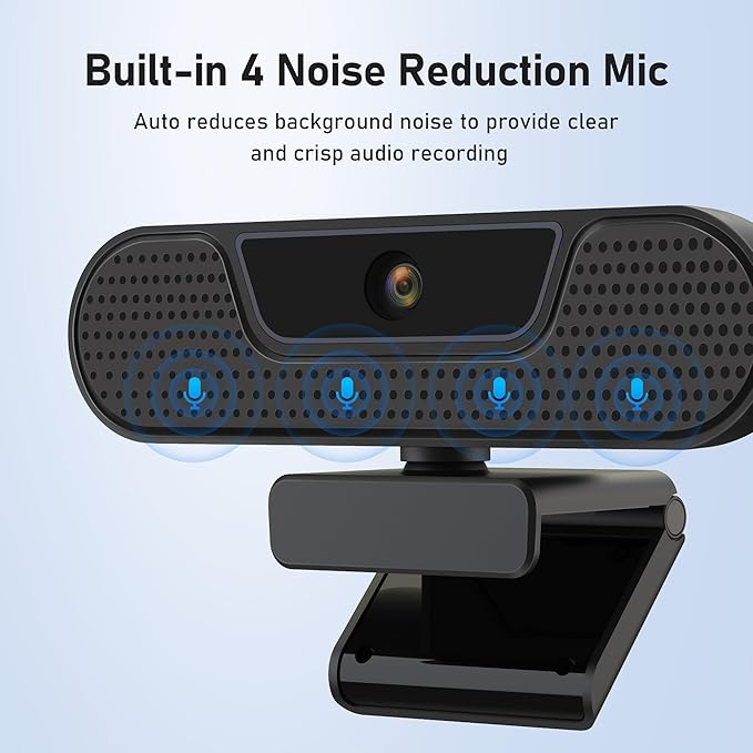 saylas 4K Webcam with 4 Noise Cancellation Microphone W8GS Web Cam Privacy Cover 85° FOV Plug &amp Play Web Streaming Camera for Computer USB Webcam for Pc Laptop Desktop Mac