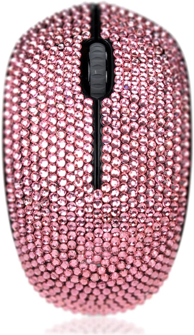 SA@ Luxury 6 Colors Bling Crystal Rhinestone 2.4G Wireless Mouse for Laptop Notebook PC Computer MacBook Gifts for The Office (Pink)