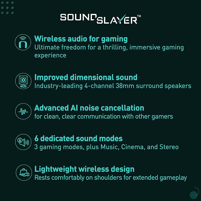 Panasonic SoundSlayer Wireless Wearable Speaker System for Gaming Movies and Music Lightweight Neck Speaker with Built-in Microphone and Immersive Dimensional Sound - SC-GNW10 (Black)